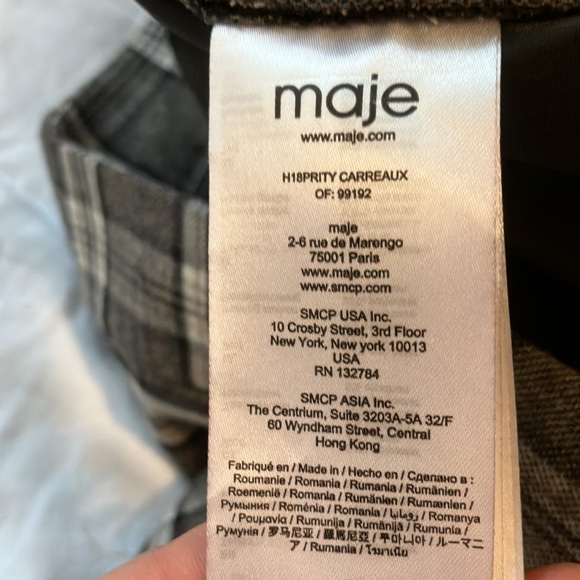 MAJE Carreaux Prity plaid wool blend pants (French size 38) - Picture 8 of 9